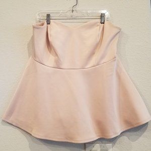 Pale Pink Scuba Knit Strapless Peplum Top (NWT)